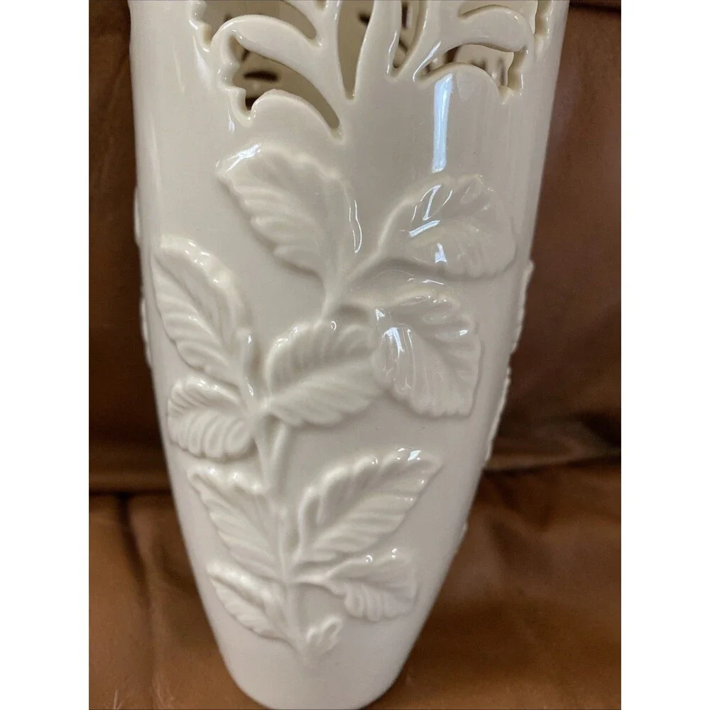 Lenox Westbury Pierced Vase with Raised Leaves 7